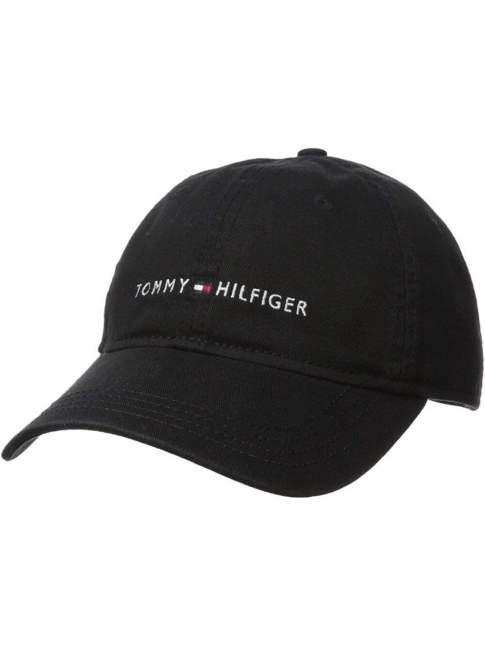 Tommy Hilfiger Men's Tommy Black Cotton Logo Adjustable Baseball Cap